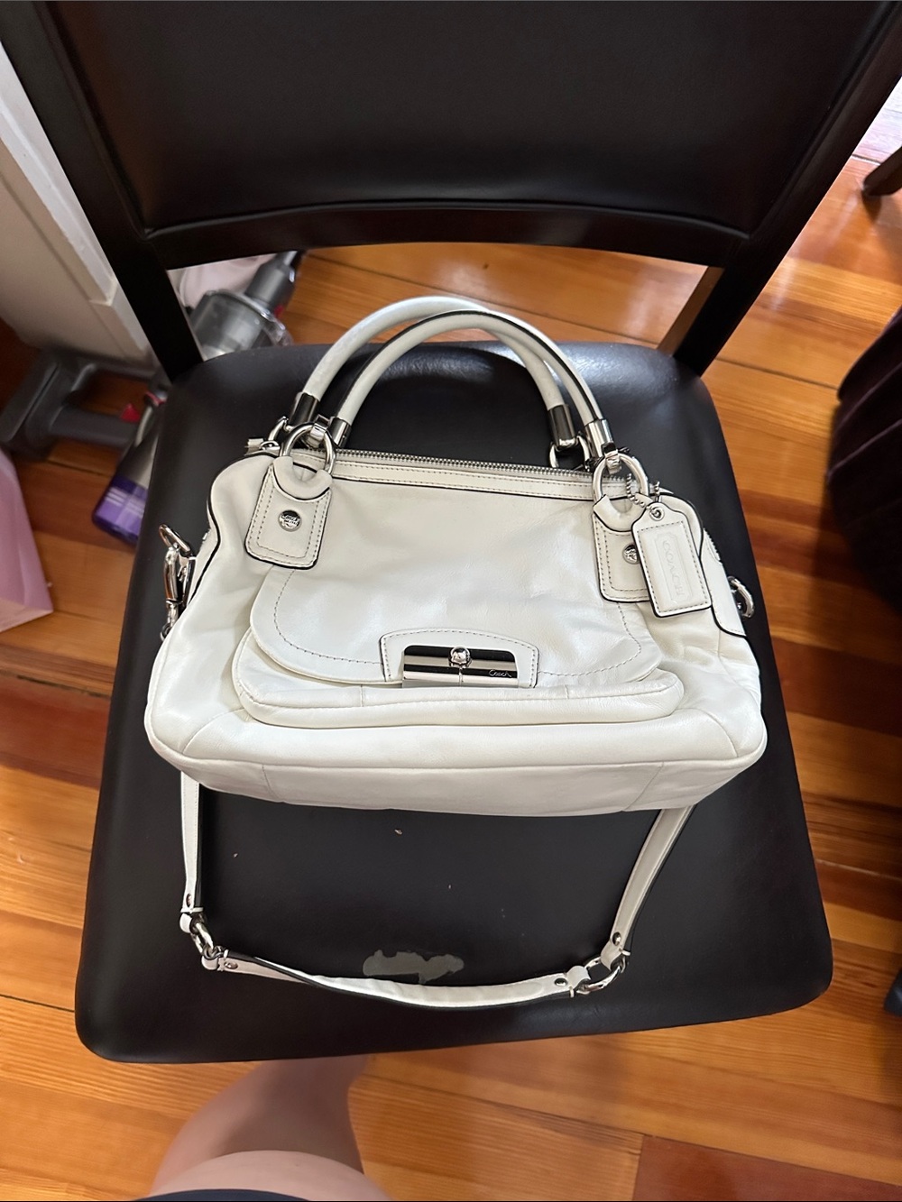 Coach vintage White Leather Satchel Handbag